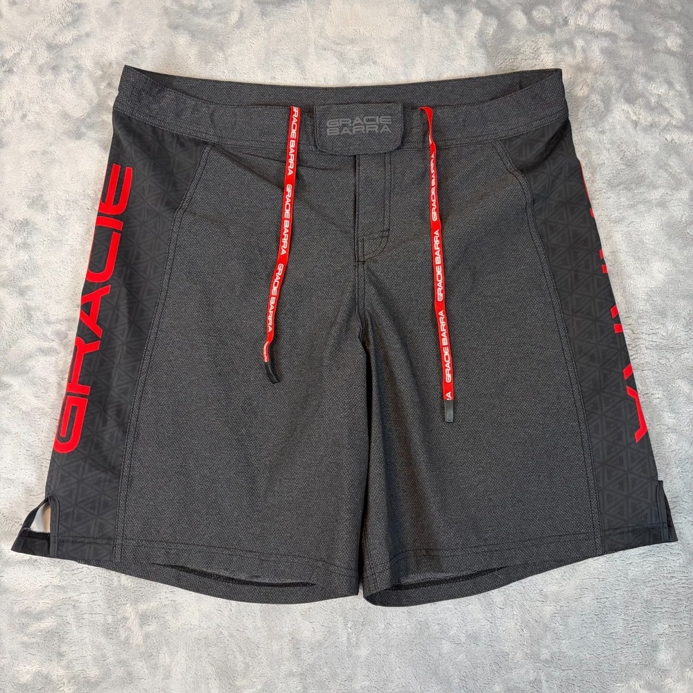 Gracie Barra Shorts Mens 40 Black Equipe Edition BJJ MMA Grappling Stretch